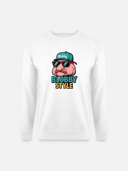 Blobby Style Cartoon Tee - Unisex Sweatshirt - white
