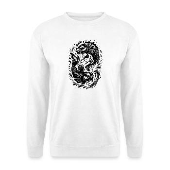 Zwei Kois – Yin-Yang inspiriertes Fischmotiv - Unisex Pullover - Weiß - Vorne