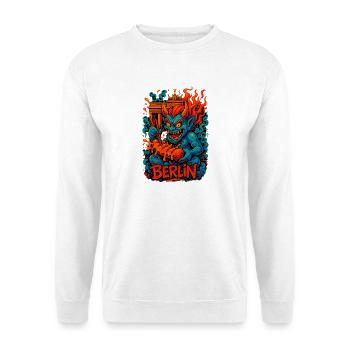 Berlin Dämon Feuergrafik - Unisex Pullover - Weiß - Vorne