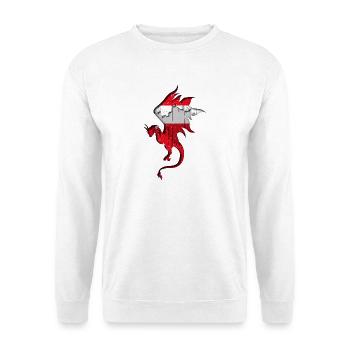 Flagge von Österreich - Österreich - Drachensilhouette - Unisex Pullover - Weiß - Vorne - Alina (178cm) & Michal (187cm)