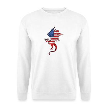 Flagge der Vereinigten Staaten - USA - Drache - Unisex Pullover - Weiß - Vorne - Alina (178cm) & Michal (187cm)