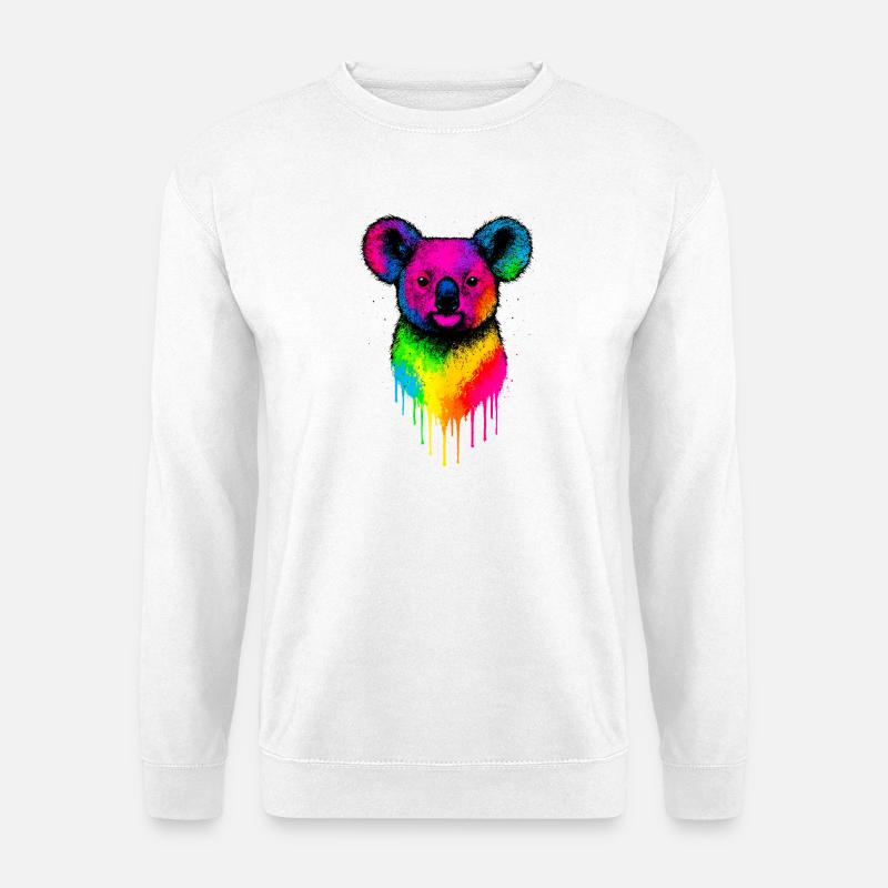Regenbogen Koala Neon Splatter - Unisex Pullover - Weiß