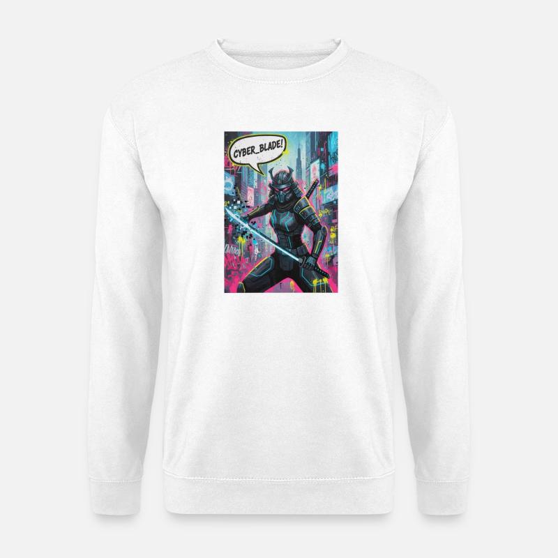 Cyber Samurai Neon Graffiti - Unisex Sweatshirt - white