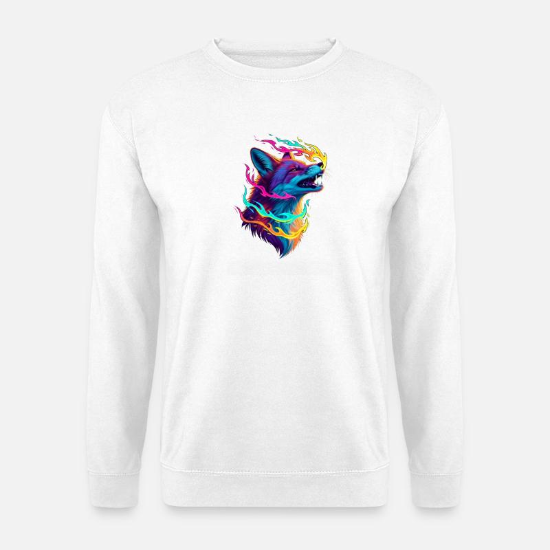 Neon Wolf Flame Spell - Unisex Sweatshirt - white