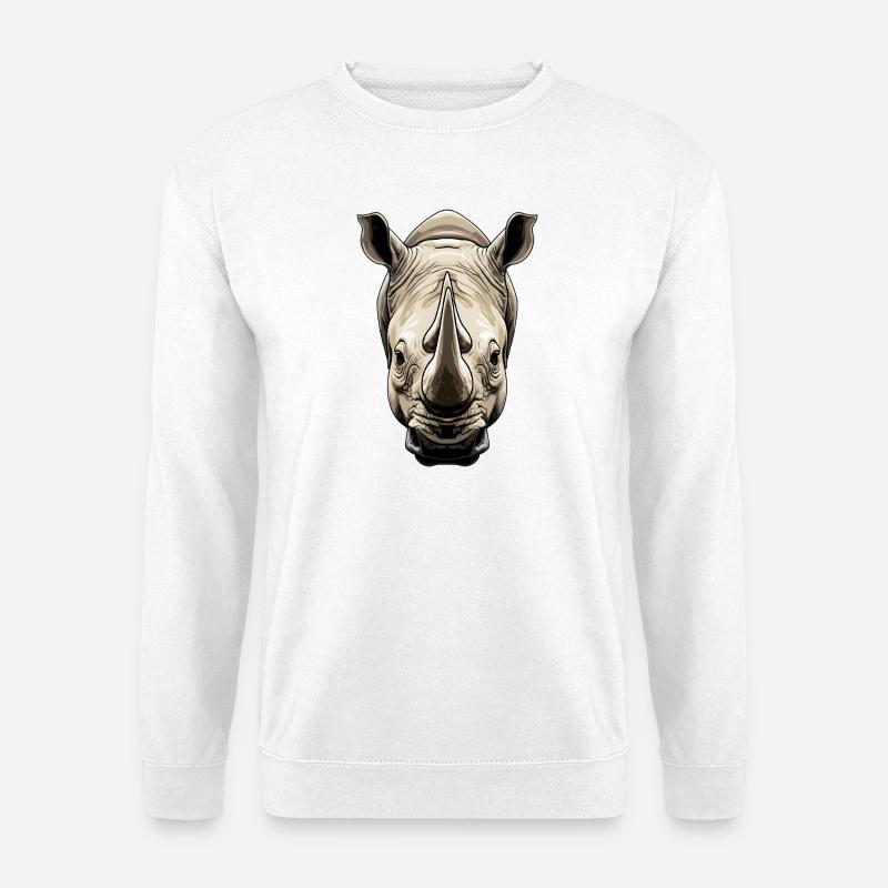Nashorn Illustration - Unisex Pullover - Weiß