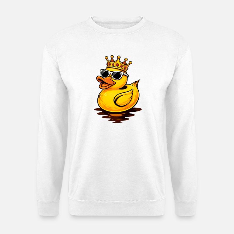 Coole Gummiente mit Krone und Sonnenbrille - Unisex Pullover - Weiß