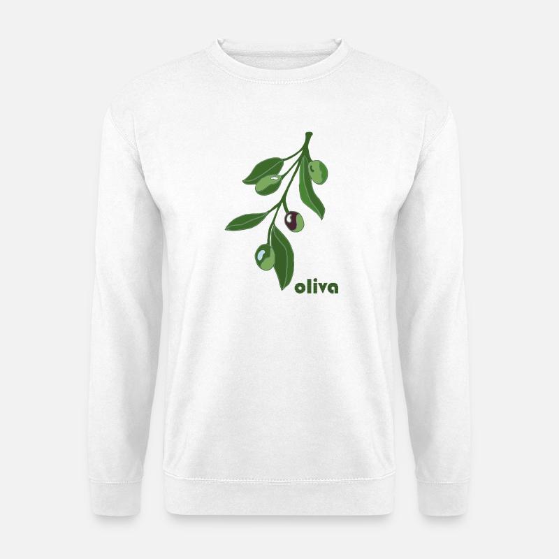 Olivenzweig Grafik Grün - Unisex Pullover - Weiß