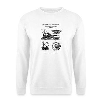 Vintage Dampflokomotiv-Bauplan - Unisex Pullover - Weiß - Vorne