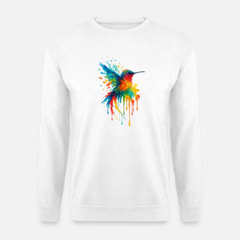 Hummingbird Aquarell Splash Chroma - Unisex Pullover - Weiß