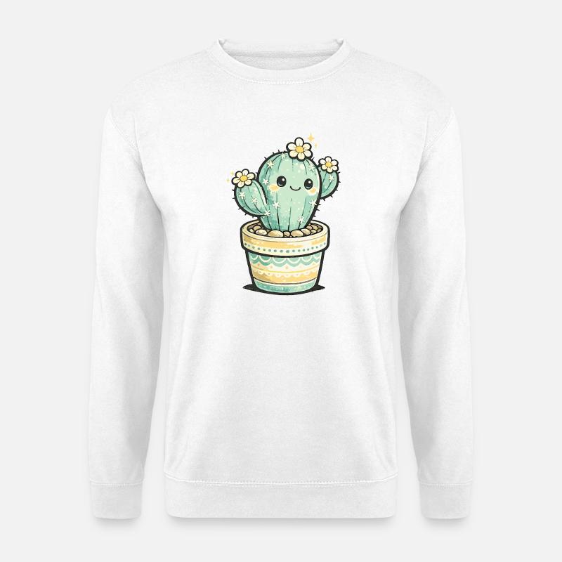 Kaktusblüten-Kawaii im Topf - Unisex Pullover - Weiß