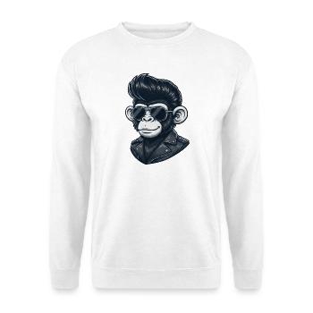 Cool Monkey Chimpanzee Sunglasses Rock and Roll - Unisex Sweatshirt - white - Front