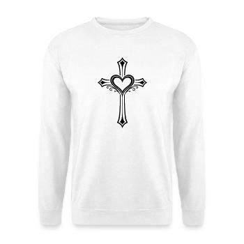 Jésus symbole de croix de cœur - Sweat-shirt Unisexe - blanc - Devant