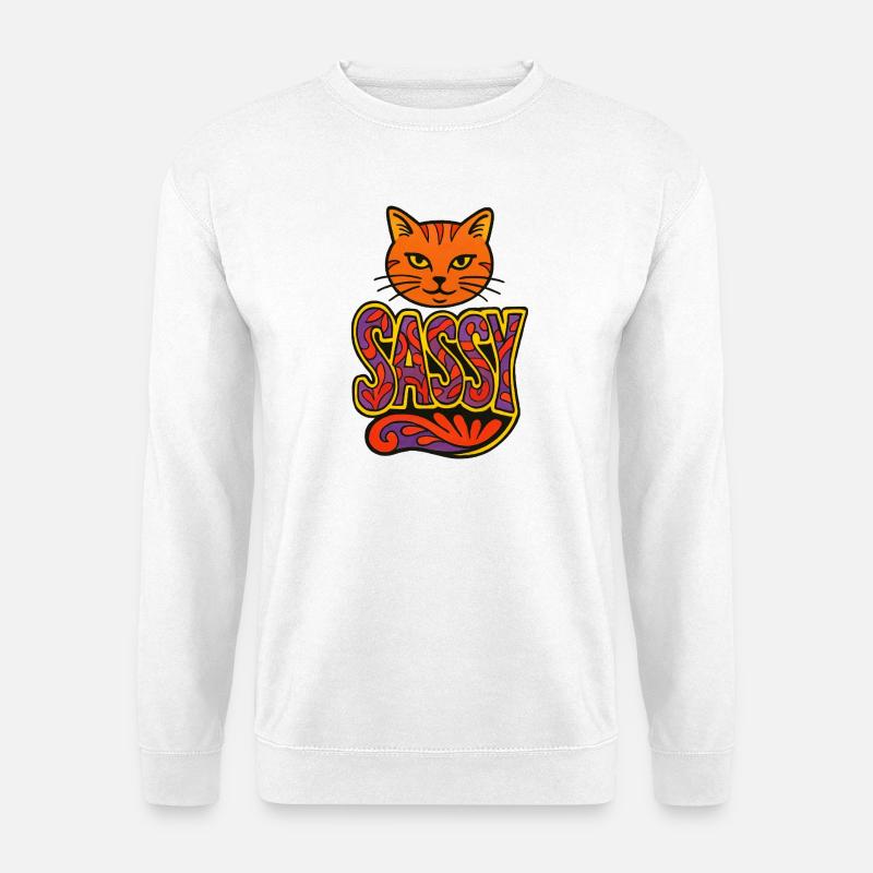 Sassy Cat Psychedelic Script - Unisex Sweatshirt - white
