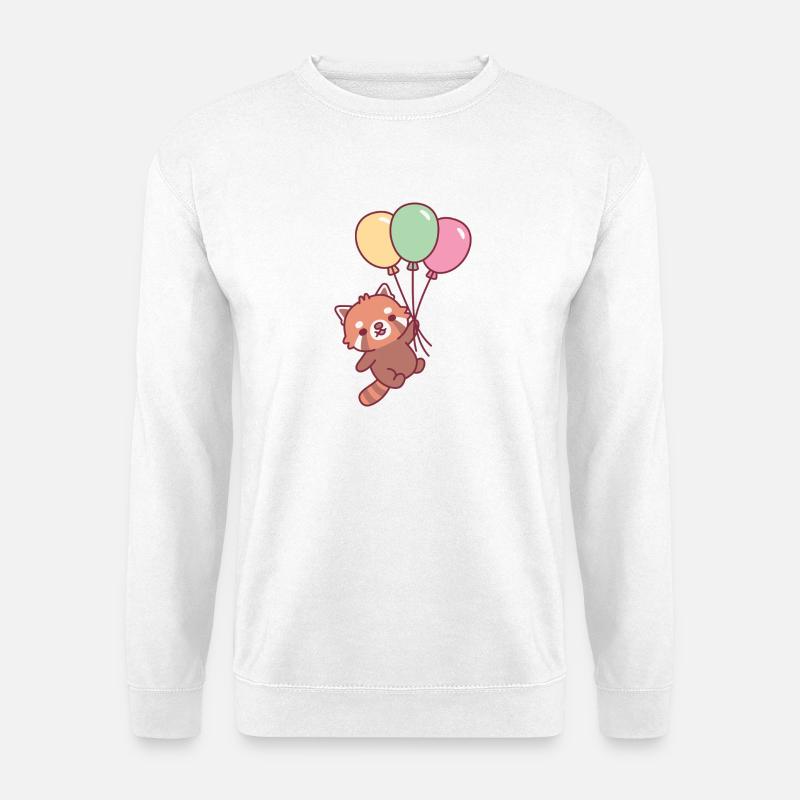 Süßer roter Panda und Luftballons - Unisex Pullover - Weiß