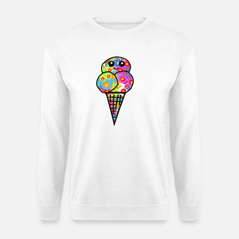 Buntes Blüten-Eisdesign Eiscreme Retro 60er - Unisex Sweatshirt - white