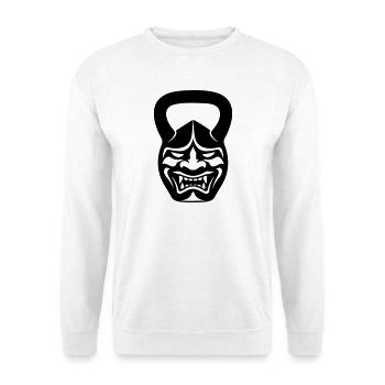 Masque de samouraï avec kettlebell de gymnase - Sweat-shirt Unisexe - blanc - Devant