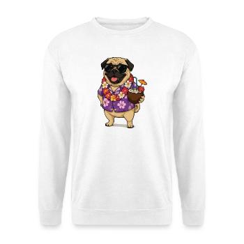 Look hawaïen carlin avec cocktail - Sweat-shirt Unisexe - blanc - Devant