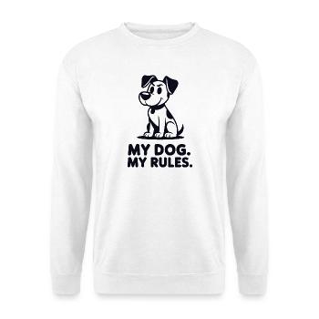 Hundemotiv: Meine Regeln - Unisex Pullover - Weiß - Vorne