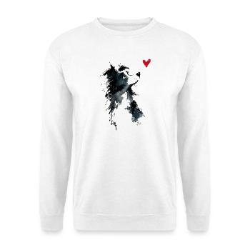 Border Collie Watercolor Heart Dog Gift - Unisex Sweatshirt - white - Front