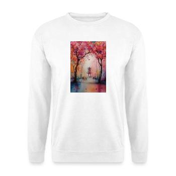Herbstpagode in Blüte - Unisex Pullover - Weiß - Vorne