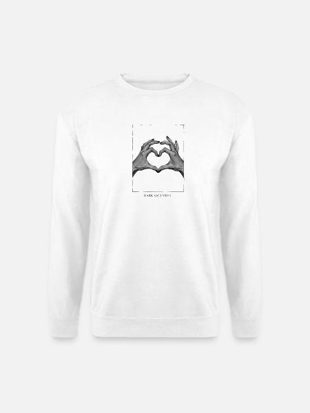 Schwarzweiß Herzhand – Dark Valentine - Unisex Pullover - Weiß