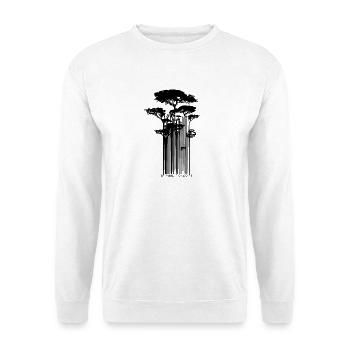 Barcode-Baum – Natur und Wald - Unisex Pullover - Weiß - Vorne - Alina (178cm) & Michal (187cm)