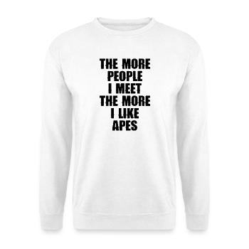 Sarkasmus Affen Spruch - Unisex Pullover - Weiß - Vorne - Alina (178cm) & Michal (187cm)