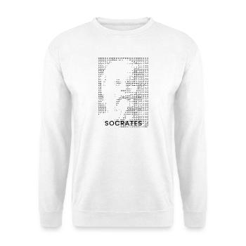 Sokrates ASCII-Porträt - Unisex Pullover - Weiß - Vorne - Alina (178cm) & Michal (187cm)