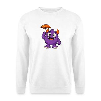 Süßes Halloween-Monster mit einem winzigen Regenschirm - Unisex Pullover - Weiß - Vorne - Alina (178cm) & Michal (187cm)