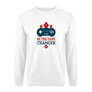 Sei der Game Changer Controller Tee - Unisex Pullover - Weiß - Vorne - Alina (178cm) & Michal (187cm)