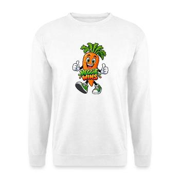Veggie Wins Karotte Möhre - Unisex Pullover - Weiß - Vorne - Alina (178cm) & Michal (187cm)