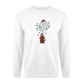 Hündchen unterm Mistelzweig - Unisex Pullover - Weiß - Vorne - Alina (178cm) & Michal (187cm)