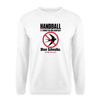 Handball Shirt – 60 Minuten Vollkontakt - Unisex Pullover - Weiß - Vorne - Alina (178cm) & Michal (187cm)