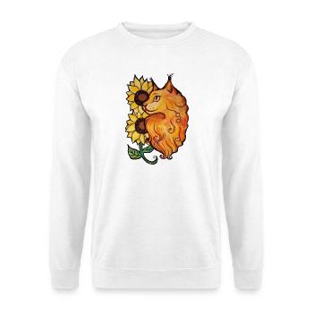 Sonnenblumenkatzen-Studioporträt - Unisex Pullover - Weiß - Vorne - Alina (178cm) & Michal (187cm)