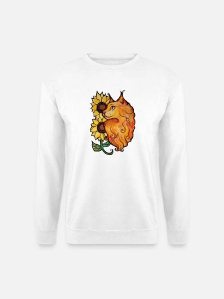 Sonnenblumenkatzen-Studioporträt - Unisex Pullover - Weiß