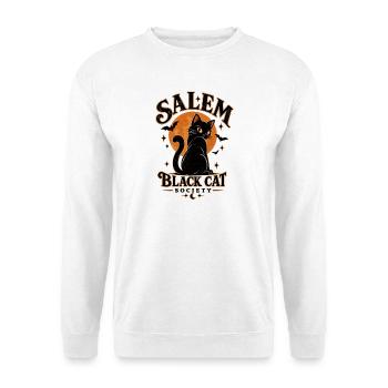 Chat noir Salem Halloween — Black Cat Society - Unisex Pullover - Weiß - Vorne - Alina (178cm) & Michal (187cm)