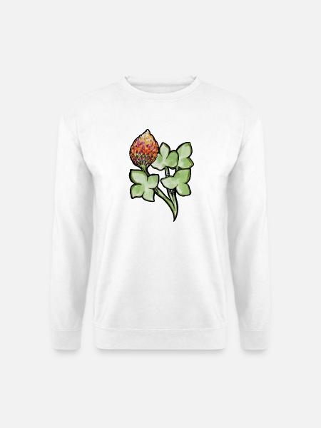 Aquarell Protea mit Kleeblättern - Unisex Pullover - Weiß