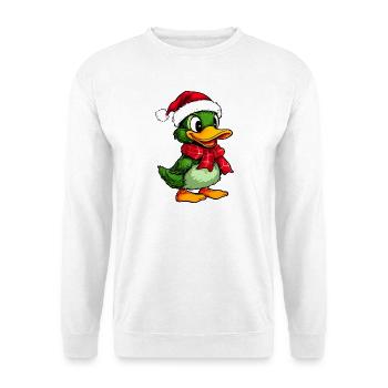 Weihnachten Entchen - Unisex Pullover - Weiß - Vorne - Alina (178cm) & Michal (187cm)