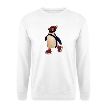 Schlittschuhpinguin - Unisex Pullover - Weiß - Vorne - Alina (178cm) & Michal (187cm)