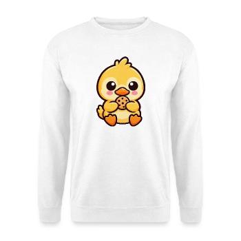 Kawaii Ente Keks Chibi Cartoon Süßigkeit - Unisex Pullover - Weiß - Vorne - Alina (178cm) & Michal (187cm)