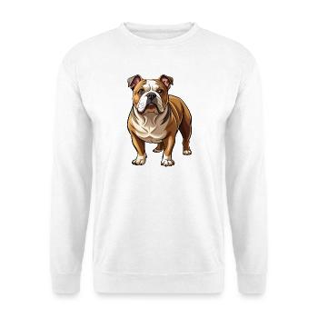 Bulldog-Hund-Stand - Unisex Pullover - Weiß - Vorne - Alina (178cm) & Michal (187cm)