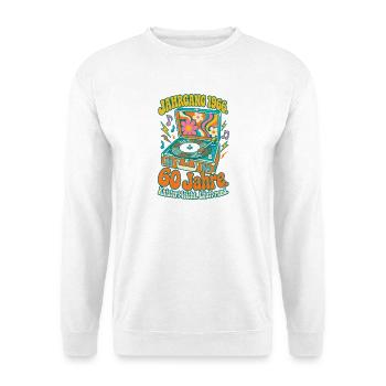 Jahrgang 1966 Knistert leicht - Unisex Pullover - Weiß - Vorne - Alina (178cm) & Michal (187cm)