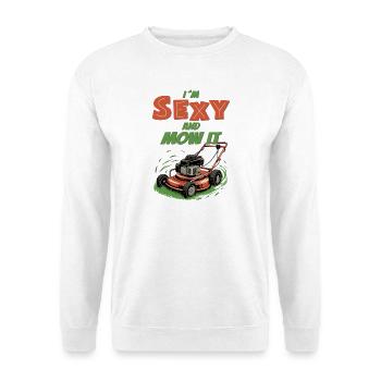 I’m Sexy and Mow It - Unisex Pullover - Weiß - Vorne - Alina (178cm) & Michal (187cm)