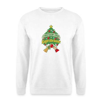 Christbaum-Crew Kugel-Abräumer - Unisex Pullover - Weiß - Vorne - Alina (178cm) & Michal (187cm)