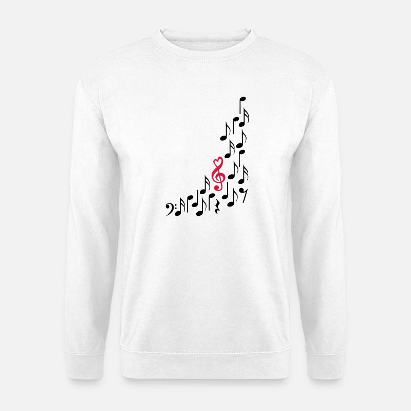 Notenschluessel mit Herz und Noten, bunt - Unisex Pullover - Weiß