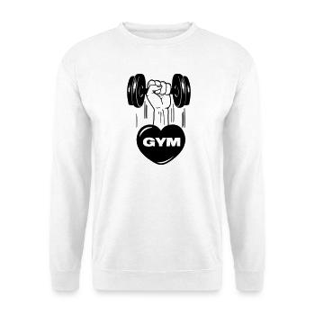 Fitness GYM dumbbel weight with heart - Unisex Sweatshirt - white - Front