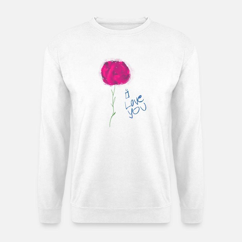 Abstrakte Blumenillustration mit Liebesbotschaft - Unisex Pullover - Weiß