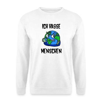 Erde Statement Umwelt Erderwärmung Umweltschäden - Unisex Pullover - Weiß - Vorne - Alina (178cm) & Michal (187cm)