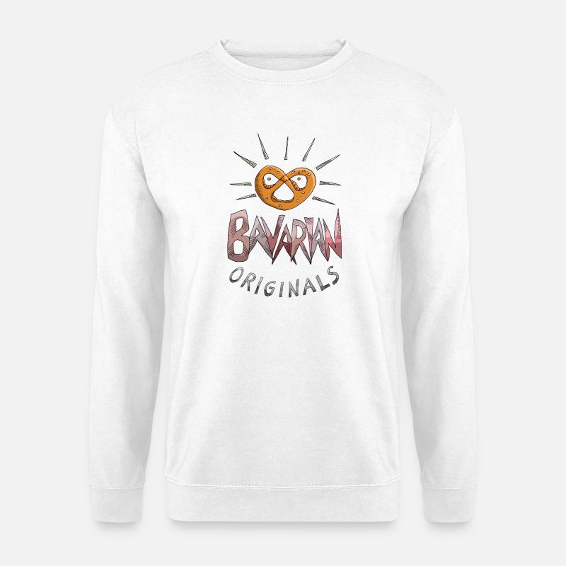 "Bavarian Originals" mit Rocker Brezel - Unisex Pullover - Weiß