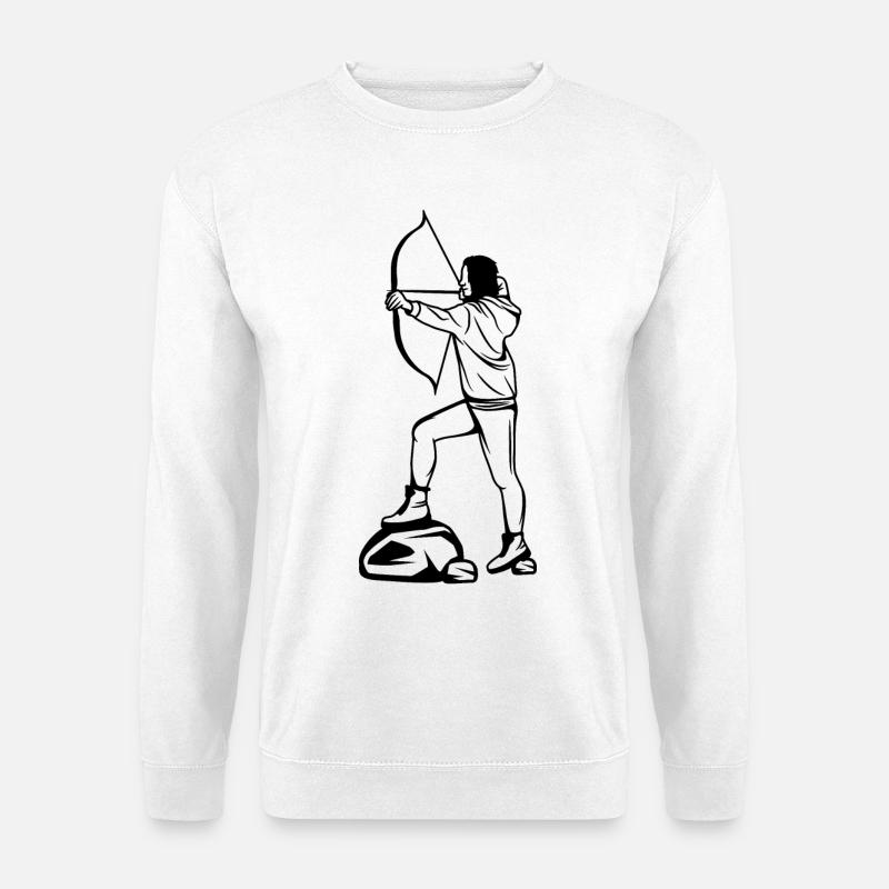 Bogenschützin Skizze - Unisex Pullover - Weiß